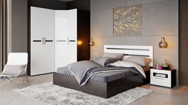 Кровать с подъем.механизм «Фьюжн» (Бежевый, Дуб Сонома трюфель 200x160 см ТД-260.01.04)(Бел. глянец, Венге ЛинумТД-260.01.04)