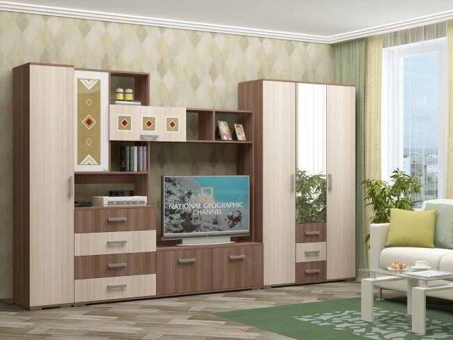 гостиная Белла (БТС1)  шкаф 2 створч. со скалкой (800х2120х436) 76,0кг  ШК 751 Цвет:венге/дуб атланта  