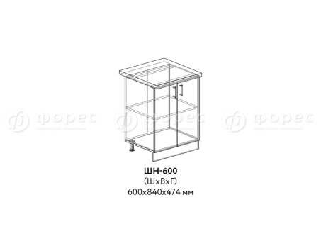 Кухня ТЕХНО (КСЕНИЯ) ШН 600 фасад Ф600 (Ф40)