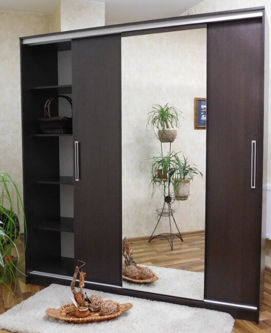 шкаф купе Альянс 2 (1500х2200х600) (СТМ) Цвета: венге/белфорт; венге/венге ; белфорт/белфорт