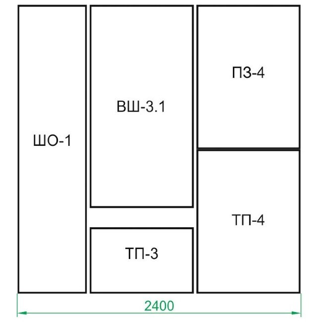 Прихожая Модуль Тип1 ВШ-5.1+ТП-5 1898 х 600 х 283 мм Венге- Беленый дуб; дуб сонома ; дуб сонома - белый