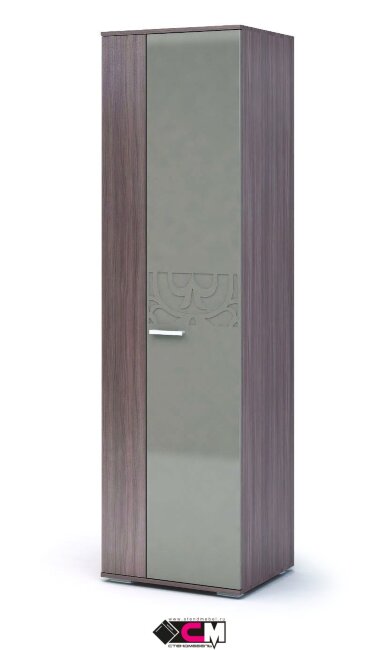 Гостиная АСТИ (СТМ) Шкаф 2-х створчатый (600х2150х516) Цвет:белфорт/белый глянец; шимо темный/кофе с молоком