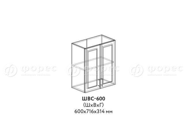  Кухня ТЕХНО (КСЕНИЯ) ШВС 600 фасад Ф600С (Ф45)