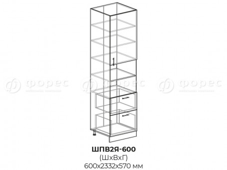 Кухня КВАДРО (Юлия) ШПД2Я 600 фасад ШПД2Я 600