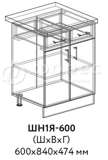 Кухня МОДЕНА (Айвори) ШН1Я600 фасад Ф316 (Ф41)