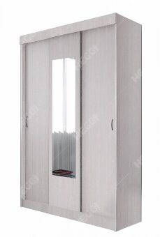 Шкаф-купе «БАСЯ» (ФМ)  Белый / Белый (Бостон) , Зеркало 1300х300 