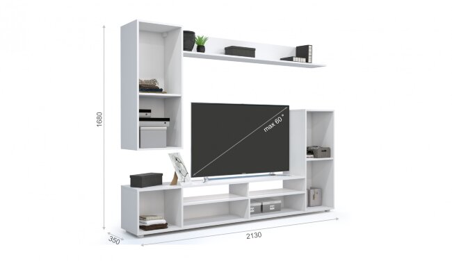 гостиная ЛИЯ (2130х1680х350мм.) Handys  Цвет: белый/белый; венге/белый; сонома/капучино; сонома /бел.глянец		