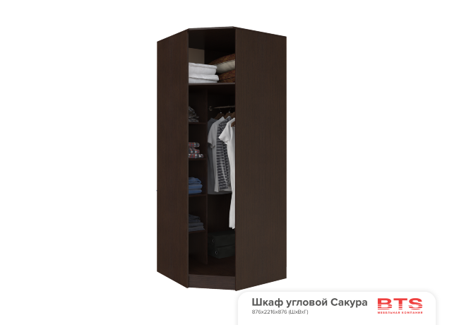 "Сакура" шкаф угловой  876х2216х876 БТС1 венге/лоредо